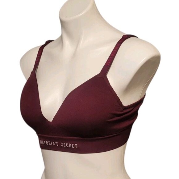 Victoria's Secret Logo Comfort Bra Burgundy Size Large Maroon - Picture 4 of 6